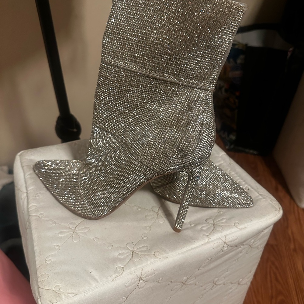 Steve Madden Sparkling Silver Heeled Boots